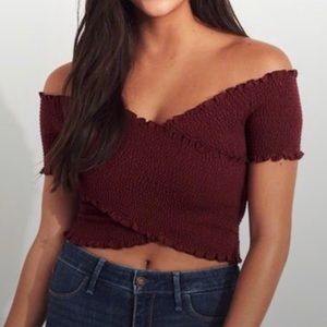Hollister Wrap Off The Shoulder Crop Top